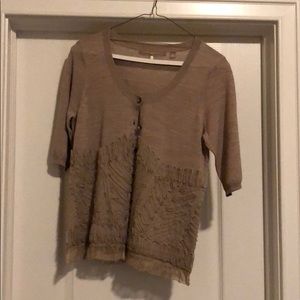Tan quarter sleeve cardigan